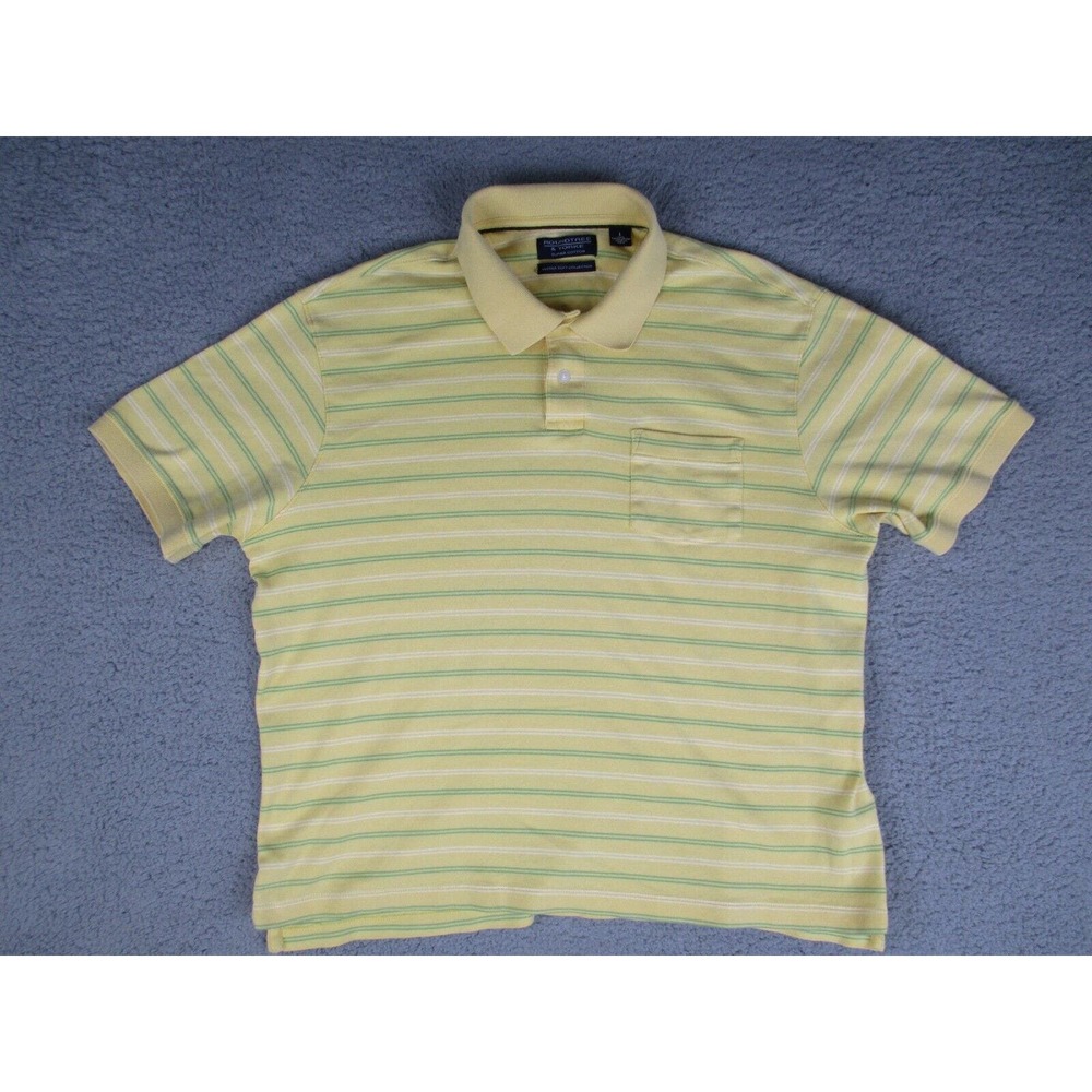 Roundtree & Yorke Polo Shirt Mens Large Yellow Luster Soft Collection Golf